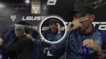 Lisandro Alzugaray rompió en llanto durante su despedida de LDU