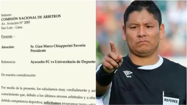 Universitario presentó queja por arbitraje de Joel Alarcón ante Ayacucho FC