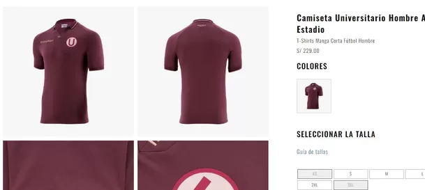 Nueva camiseta alterna de Universitario disponible en la web de Marathon Sports / Captura