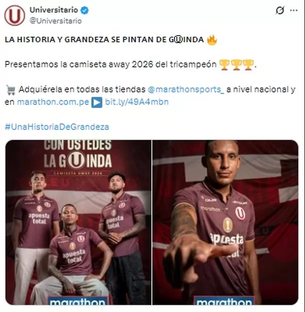 Universitario presentó su nueva camiseta alterna para este 2026 / X