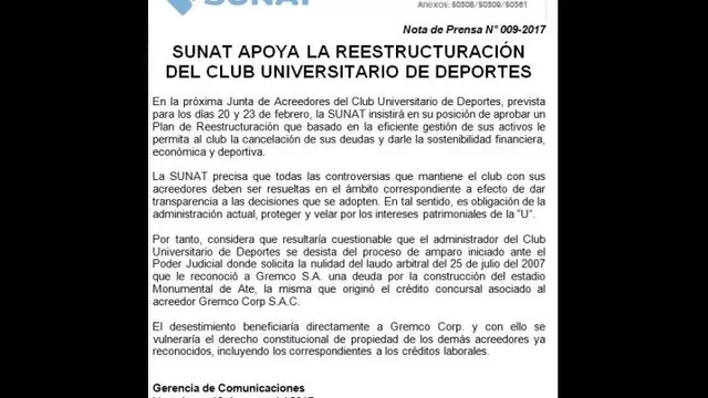 Universitario: Sunat anunció que apoyará la reestructuración del club-foto-2