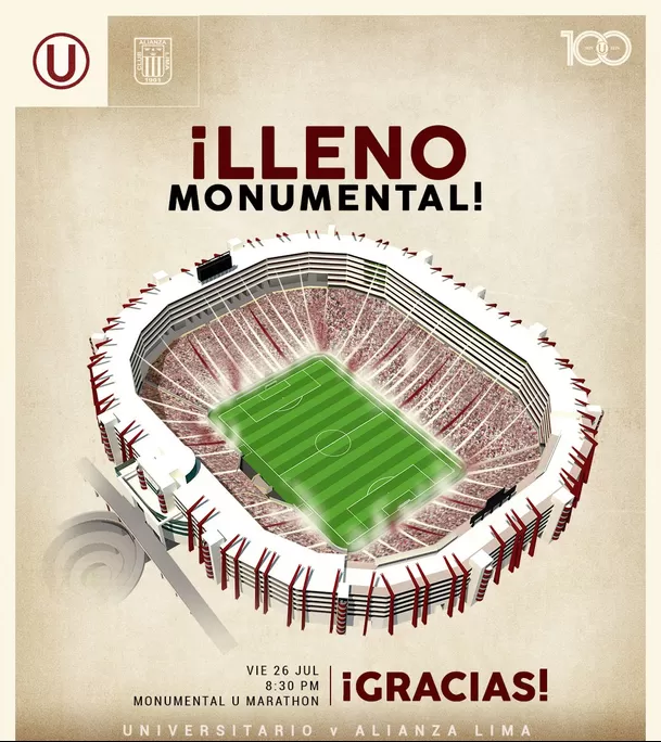 El Universitario vs. Alianza Lima se jugará a estadio lleno. | Foto: Universitario.