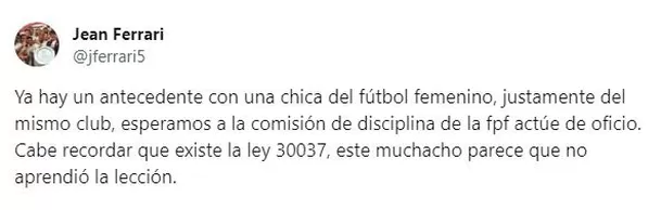 Esto dijo Jean Ferrari sobre la acción de Ángelo Campos. | Fuente: @jferrari5