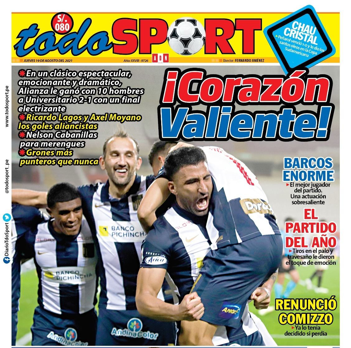 Alianza Lima venció 2-1 a Universitario en el clásico peruano.