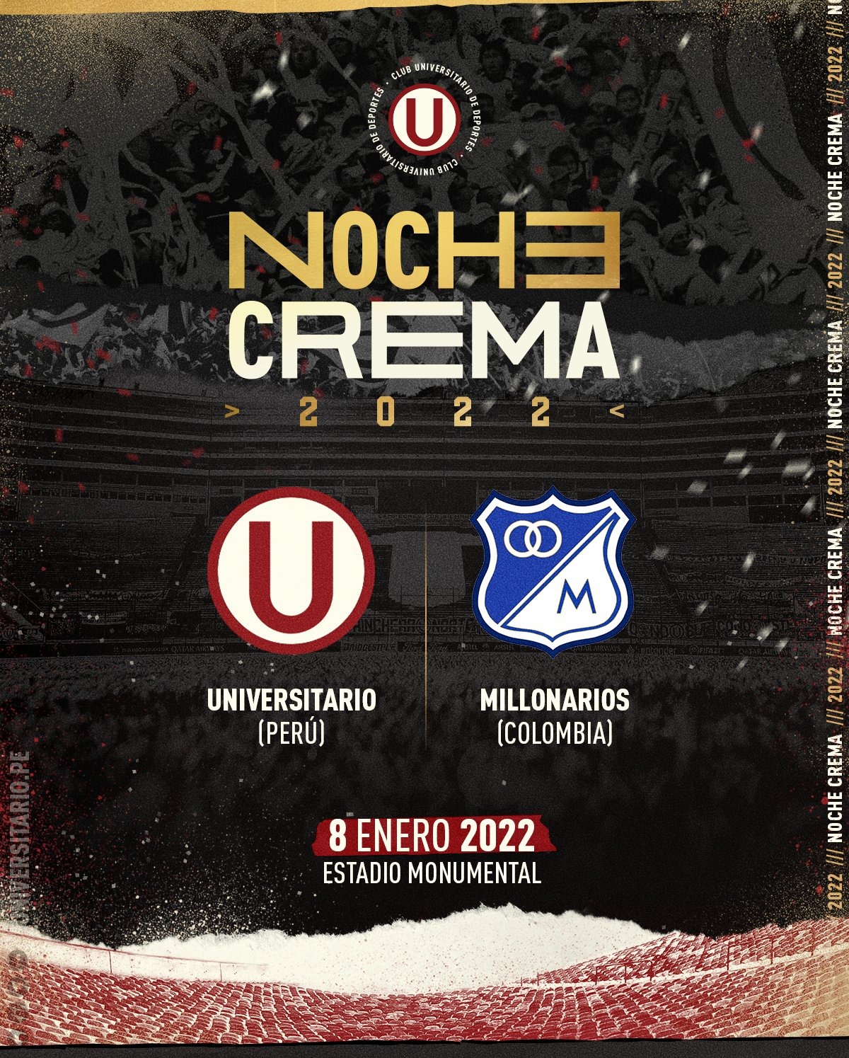 Universitario enfrentará a Millonarios de Colombia en la Noche Crema 2022 |  America deportes