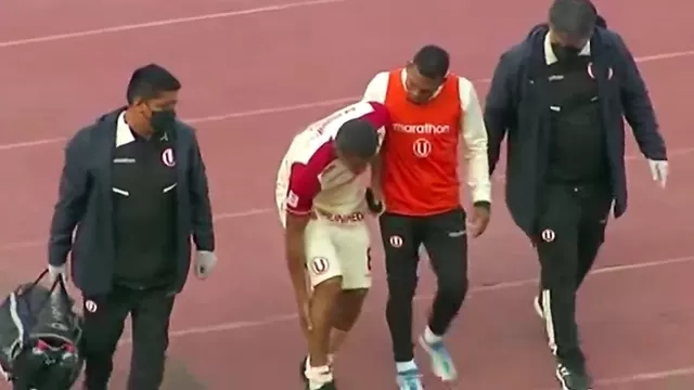 Universitario vs. Sport Huancayo: Quina salió lesionado al minuto de juego