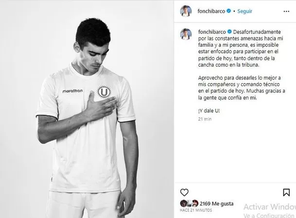 Alfonso Barco explicó sus motivos en su cuenta de Instagram