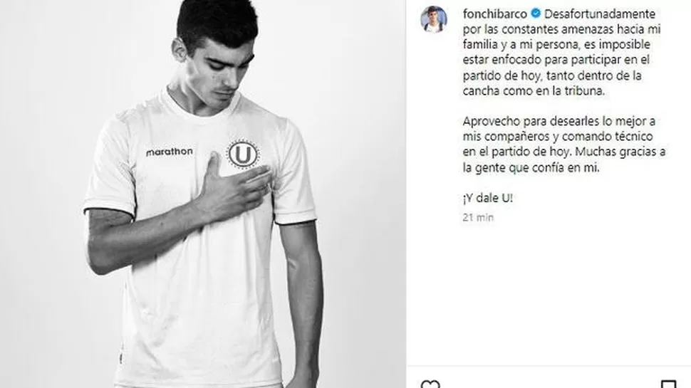 Alfonso Barco explicó sus motivos en su cuenta de Instagram