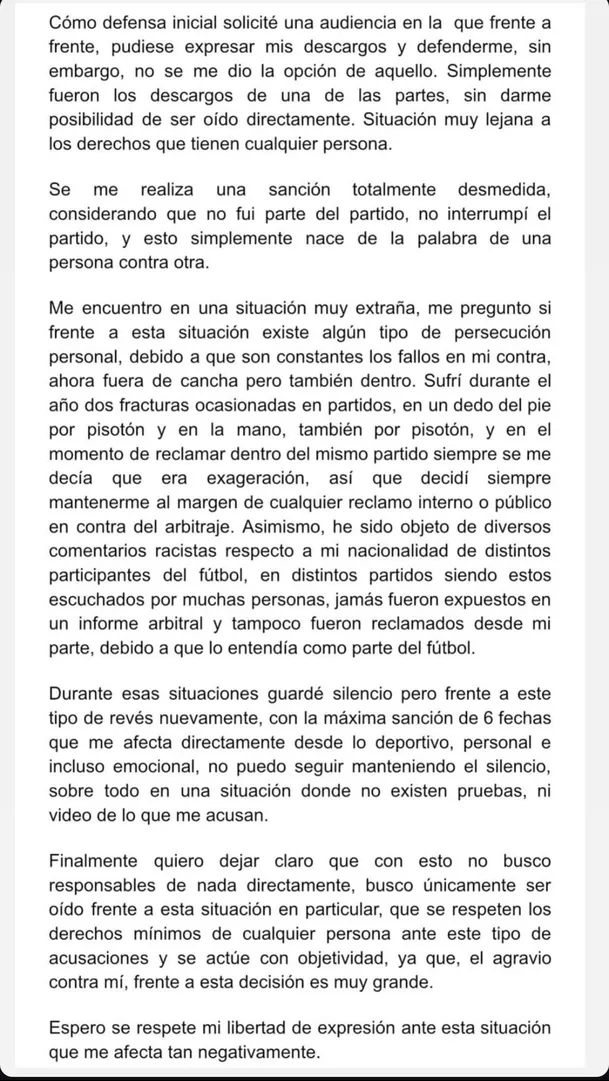Mensaje de Rodrigo Ureña tras ratificarse su sanción / AD