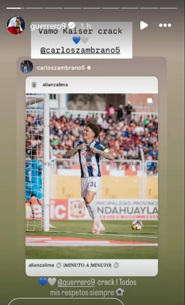 Mensaje de Carlos Zambrano a Paolo Guerrero tras doblete con Alianza Lima / IG Mensaje de Carlos Zambrano a Paolo Guerrero tras doblete con Alianza Lima / IG