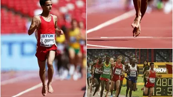 Al-Qwabani sorprende al correr descalzo en el Mundial de Atletismo