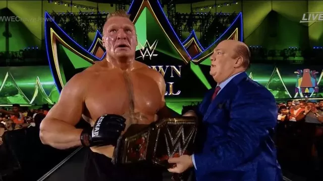 Brock Lesnar retuvo el título de la WWE | Foto: Captura Fox Sports.