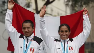 Cristhian Pacheco y Gladys Tejeda, ganadores de la medalla de oro en los Panamericanos Lima 2019. | Foto: AFP