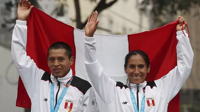 Cristhian Pacheco y Gladys Tejeda, ganadores de la medalla de oro en los Panamericanos Lima 2019. | Foto: AFP