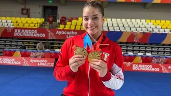 Ganó dos medallas de oro en Viga de Equilibrio y Manos Libres en los Juegos Bolivarianos 2025. | AD
