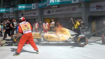 Fórmula 1: el Renault del danés Magnussen se incendió en Malasia