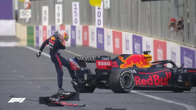 Fórmula 1: Verstappen era líder en Azerbaiyán y a 5 vueltas del final tuvo que abandonar por accidente