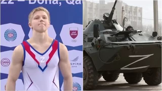 Guerra en Ucrania: Gimnasta ruso luce en premiación la &#39;Z&#39; de los tanques de su país