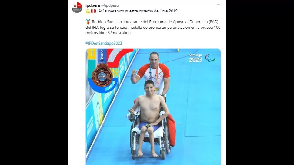 Rodrigo Santillán le dio la decimosexta medalla al Perú. | Fuente: IPD