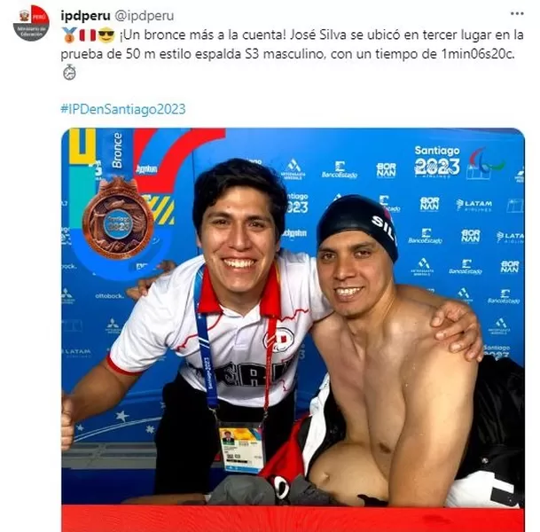 José Silva ganó bronce en 50 m estilo espalda S3. | Fuente: IPD