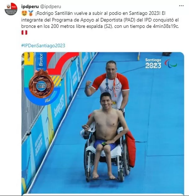 Rodrigo Santillán sumó su segundo bronce. | Fuente: IPD