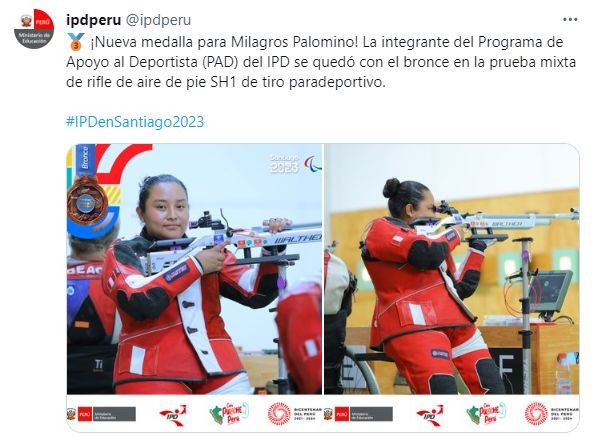 Milagros Palomino ganó bronce. | Fuente: IPD