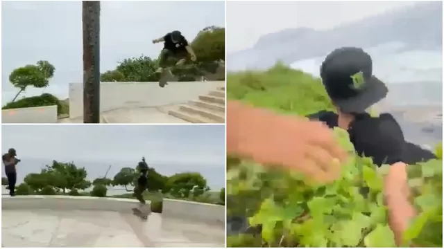 Miraflores: Skater Roberto León casi cae por acantilado de la Costa Verde
