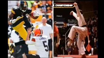 Recrean terrible patada voladora de jugador de la NFL en versión 'Karate Kid'