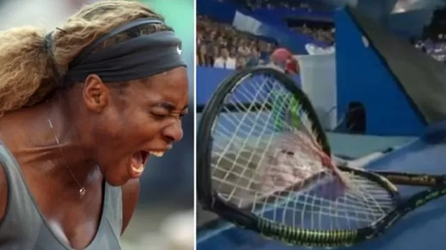 Serena Williams se enfadó y rompió su raqueta a golpes