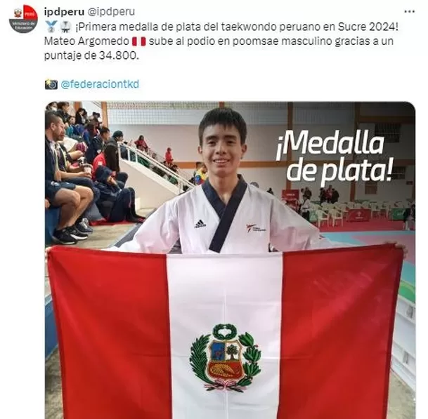 Mateo Argomedo ganó medalla de plata. | Fuente: IPD