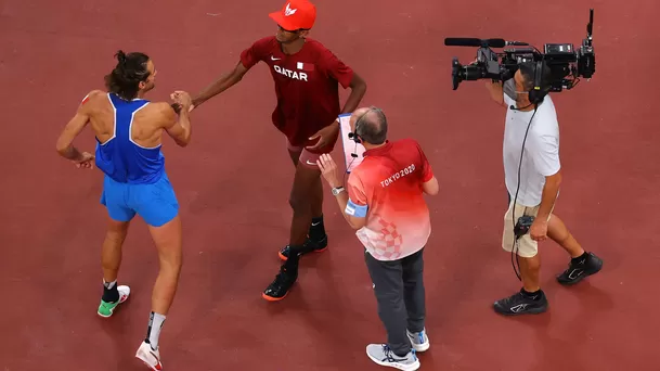 Tamberi y Barshim renunciaron al desempate y compartieron el oro en salto de altura | Foto: EFE.