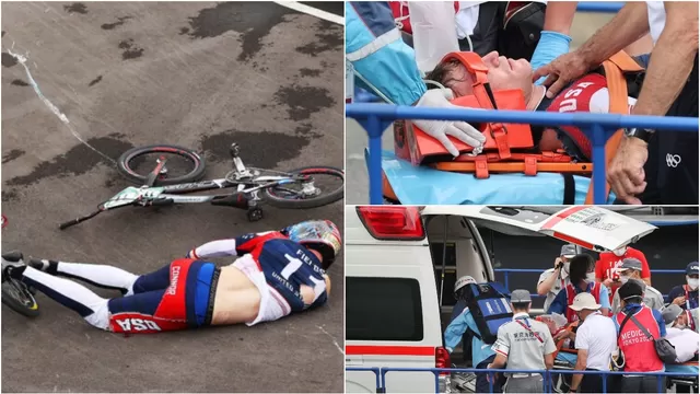 Tokio 2020: Ciclista de BMX sufrió brutal accidente y fue evacuado en ambulancia