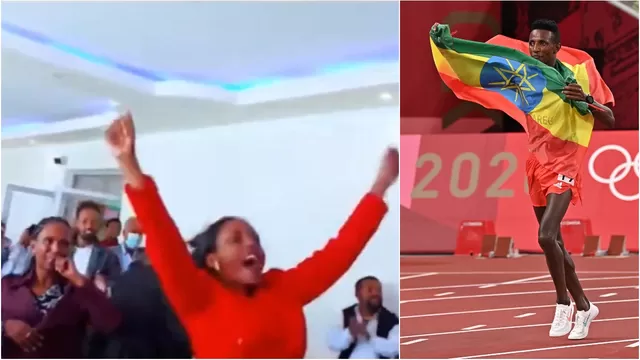 Tokio 2020: Selemon Barega ganó el oro en los 10 000 metros y así celebró su familia