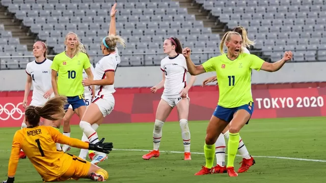 Tokio 2020: Suecia goleó 3-0 a Estados Unidos, campeona mundial del fútbol femenino