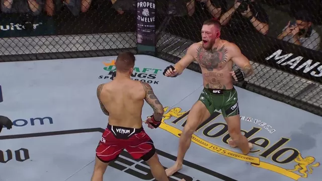 Momento exacto de la fractura de Conor McGregor | Video: Twitter/Fox Sports.
