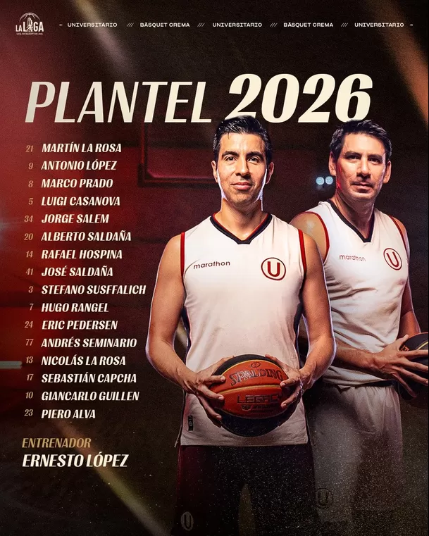 Piero Alva será parte del plantel de Universitario Básquet / Foto: X de Universitario Piero Alva será parte del plantel de Universitario Básquet / Foto: X de Universitario