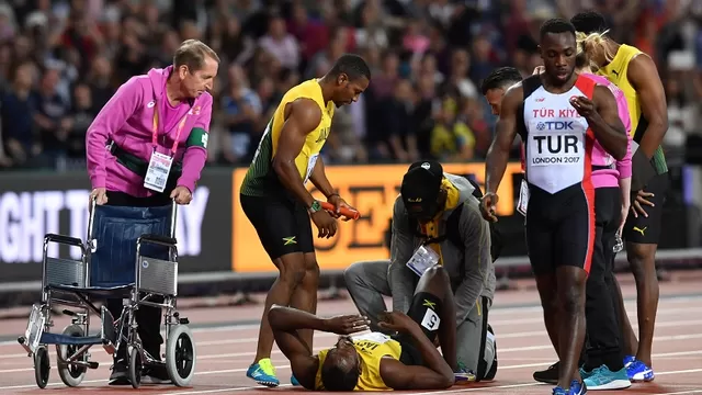 Bolt no pudo completar la final de la posta 4x100. Foto: AFPF-foto-3