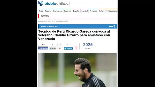Claudio Pizarro: convocatoria del 'Bombardero' es noticia en el mundo-foto-1