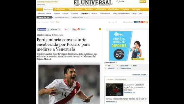 Claudio Pizarro: convocatoria del 'Bombardero' es noticia en el mundo-foto-2