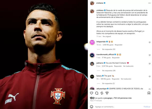 Instagram de Cristiano Ronaldo.