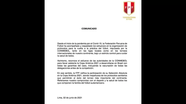 Comunicado de la FPF.