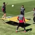 Gianluca Lapadula demuestra que está en perfecto estado al subirse a mesa de teqball