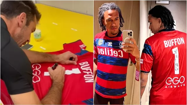 Gianluca Lapadula le regaló a Pedro Gallese una camiseta autografiada por Gianluigi Buffon