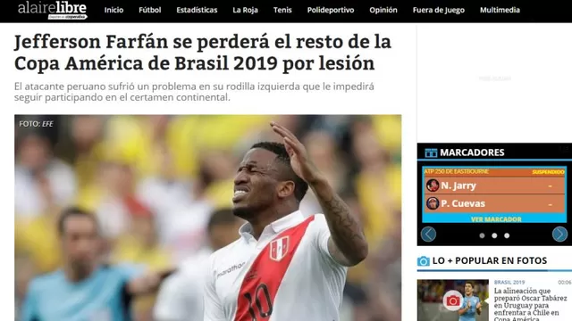 Así informan en Chile que Jefferson Farfán quedó fuera de la Copa América-foto-1