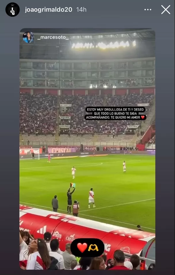 Joao Grimaldo recibió un mensaje de su pareja. | Fuente: Instagram