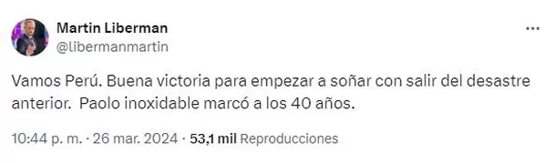 Esto publicó Martín Liberman en &#39;X&#39;. | Fuente: @libermanmartin