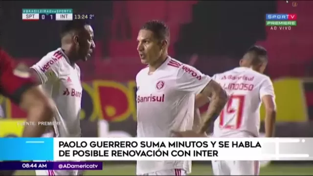 Paolo Guerrero suma minutos y se habla de posible renovación con el Inter de Porto Alegre