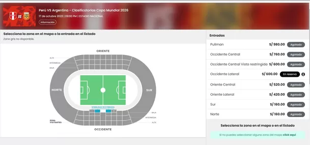 Entradas agotados para el Perú vs. Argentina. | Foto: Joinnus.