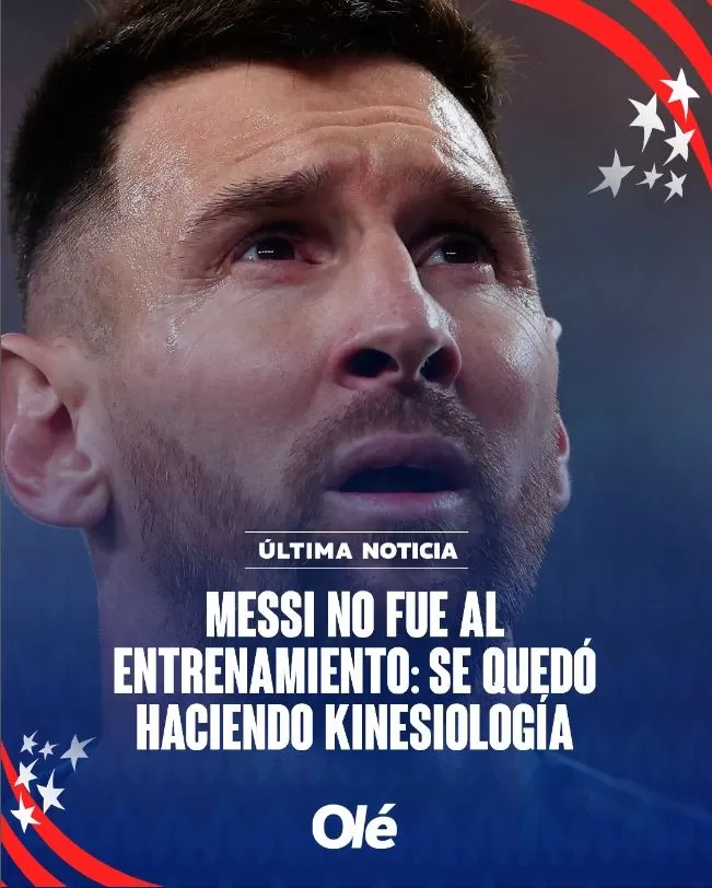 Olé informó de la ausencia de Messi en la práctica de Argentina. | Foto: Olé.