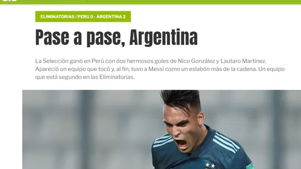 Perú cayó 2-0 ante Argentina y se complica en las Eliminatorias a Qatar 2022.